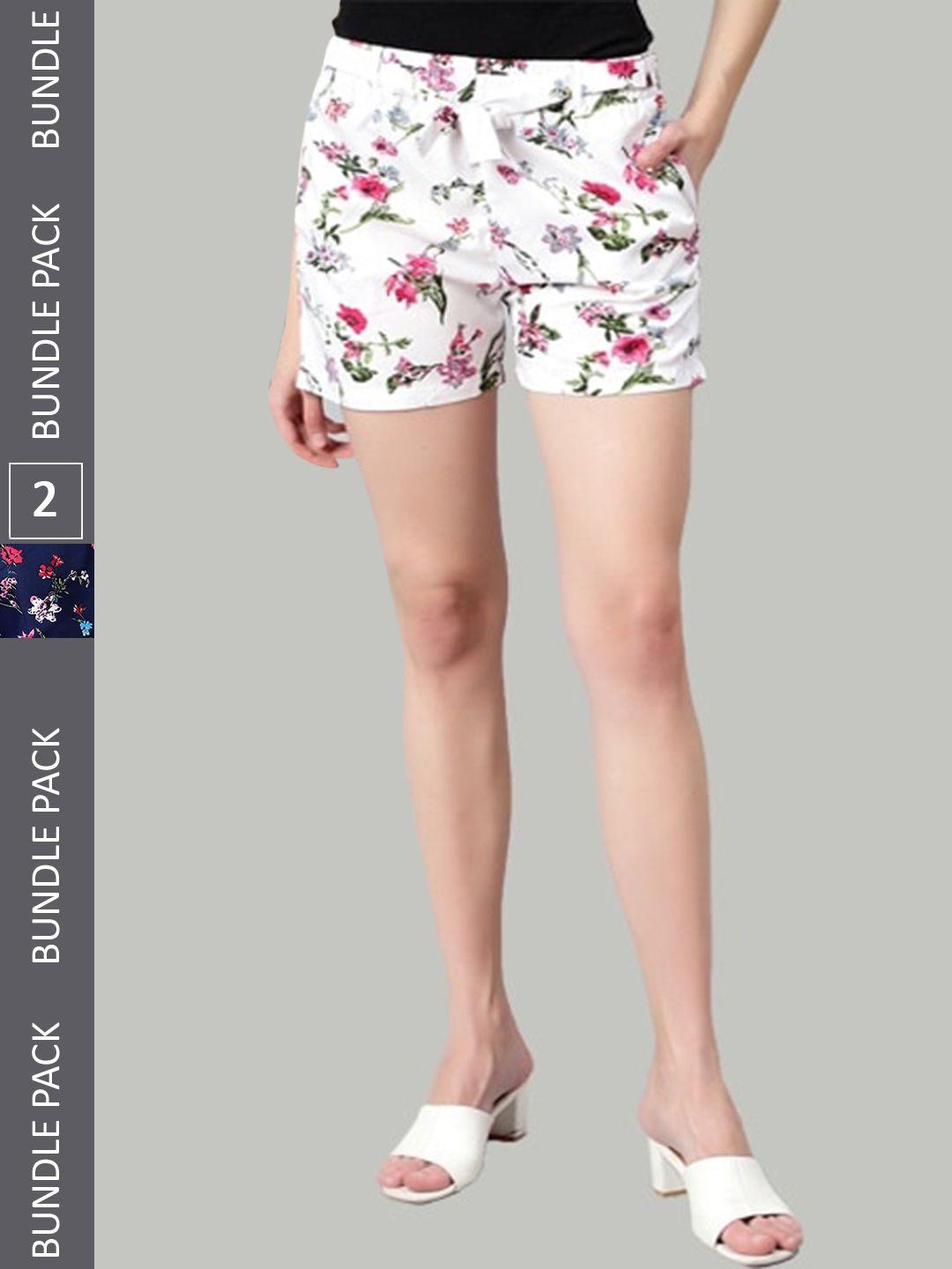 kushi flyer women pack of 2 floral printed shorts