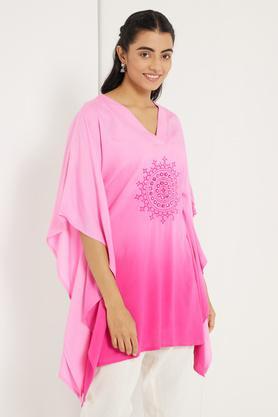 kutch embroidery kaftan kurta - pink