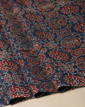 kutch hand-block printed ajrak pure cotton 1 meter blouse fabric