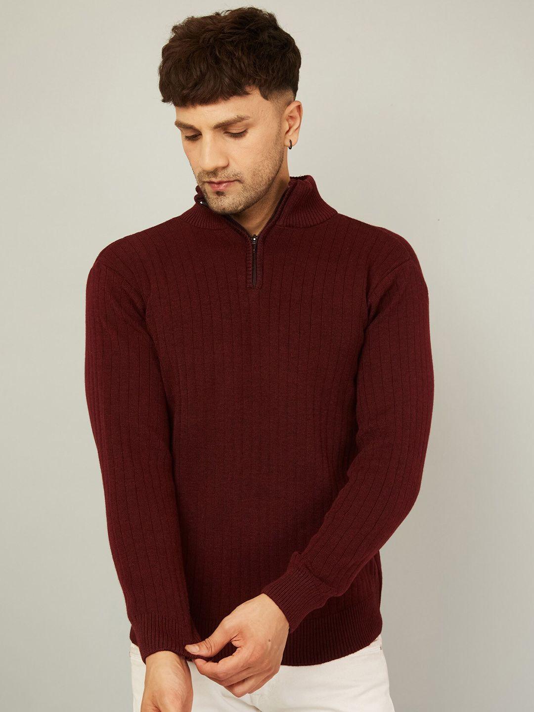 kvetoo ribbed mock collar acrylic pullover sweater