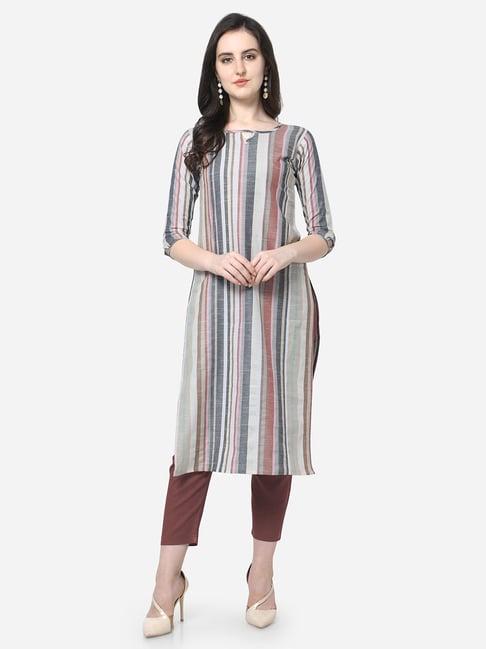 kvs fab multicolor striped straight kurta