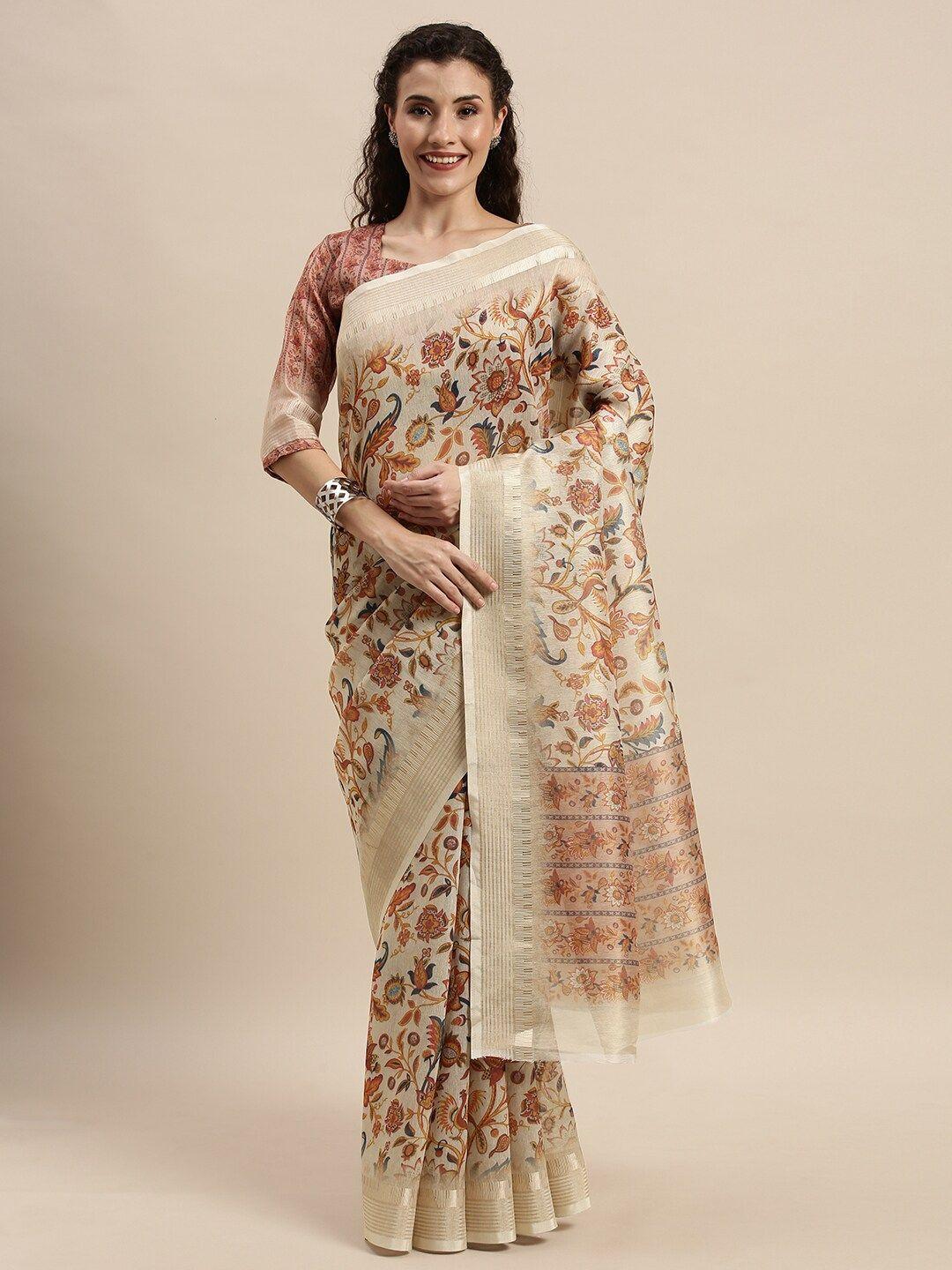 kvsfab beige ethnic motifs silk cotton saree