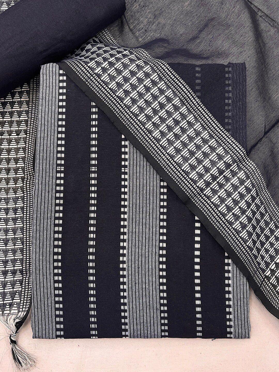 kvsfab black striped cotton unstitched dress material