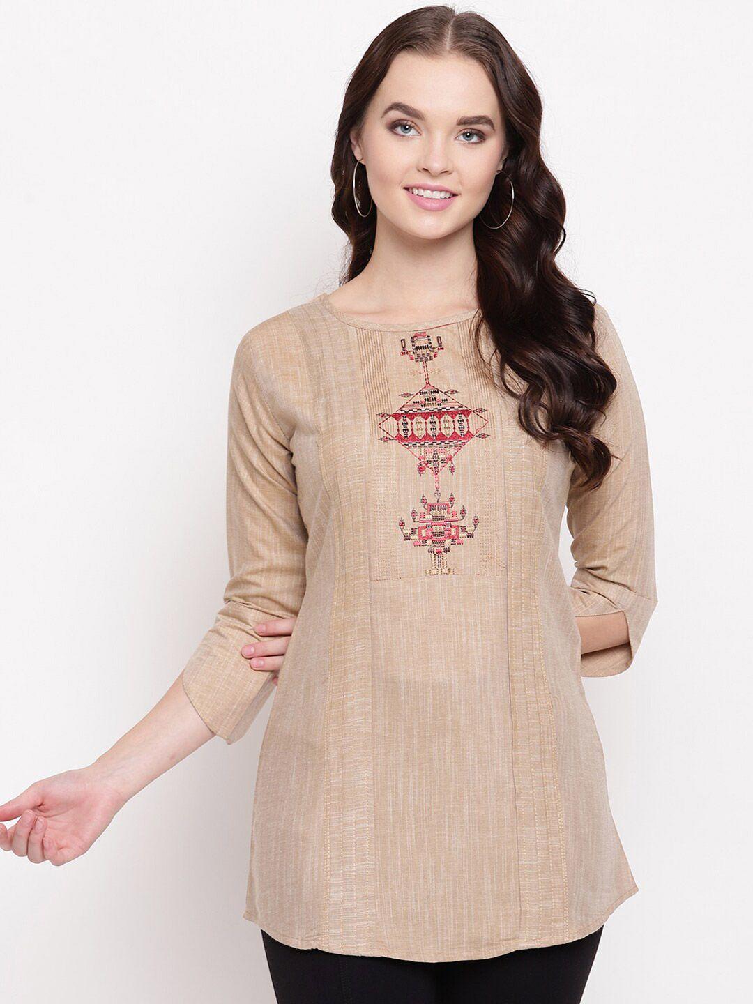 kvsfab brown embroidered top