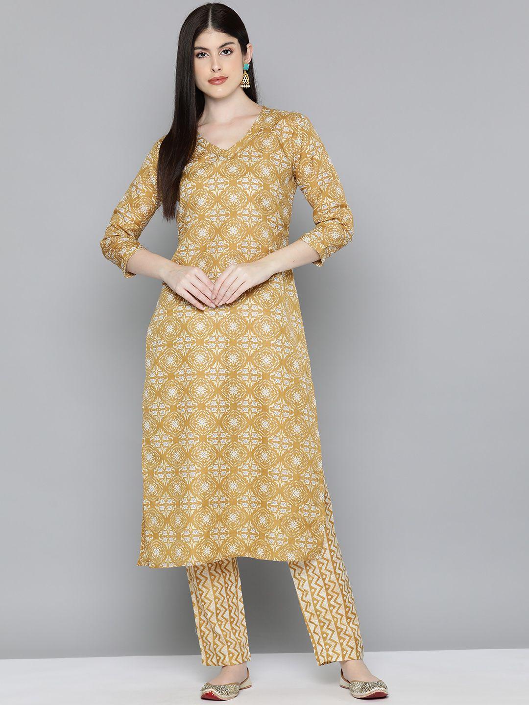 kvsfab women ethnic motifs printed regular kurta with trousers