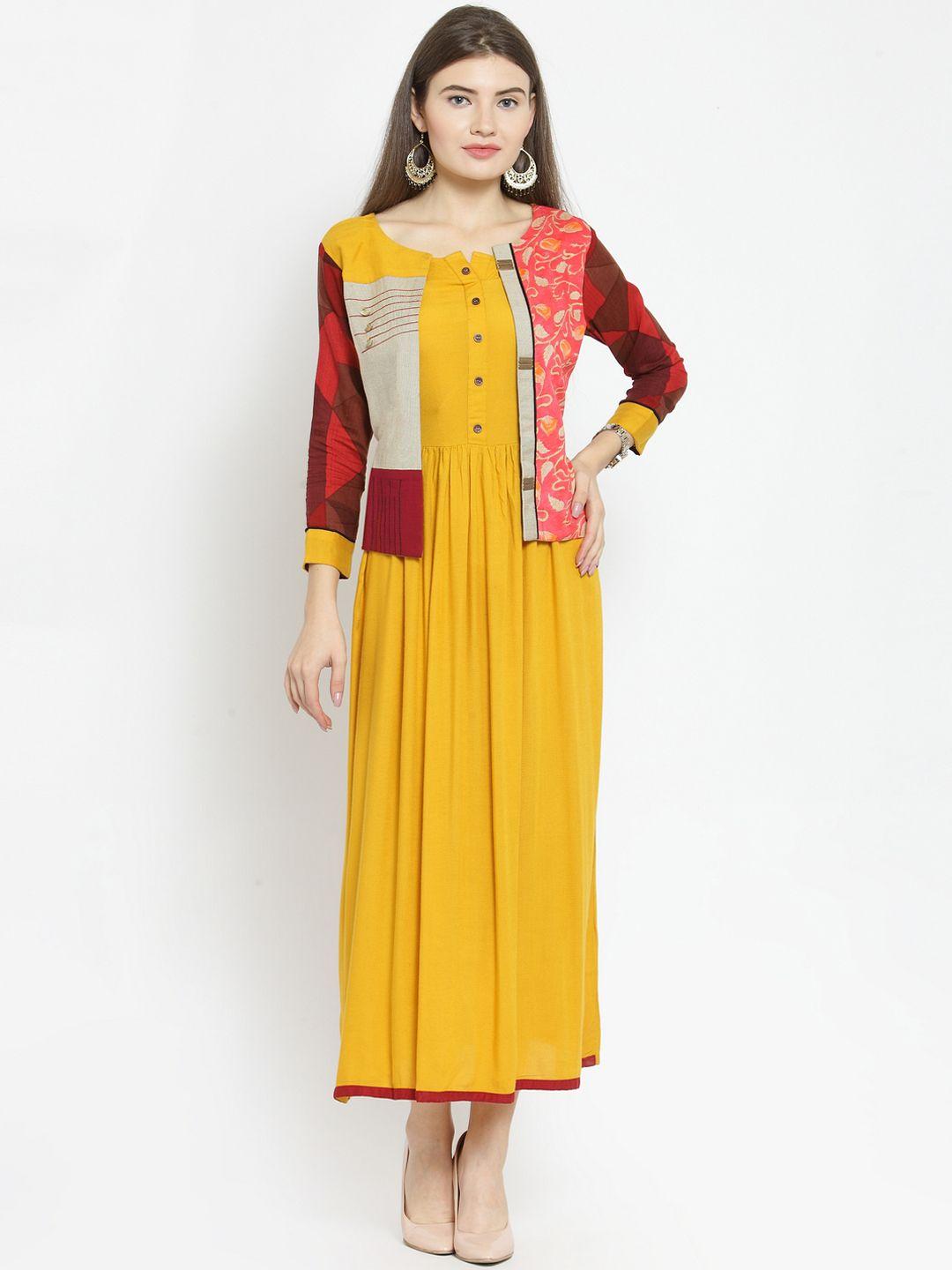 kvsfab women multicoloured printed a-line kurta