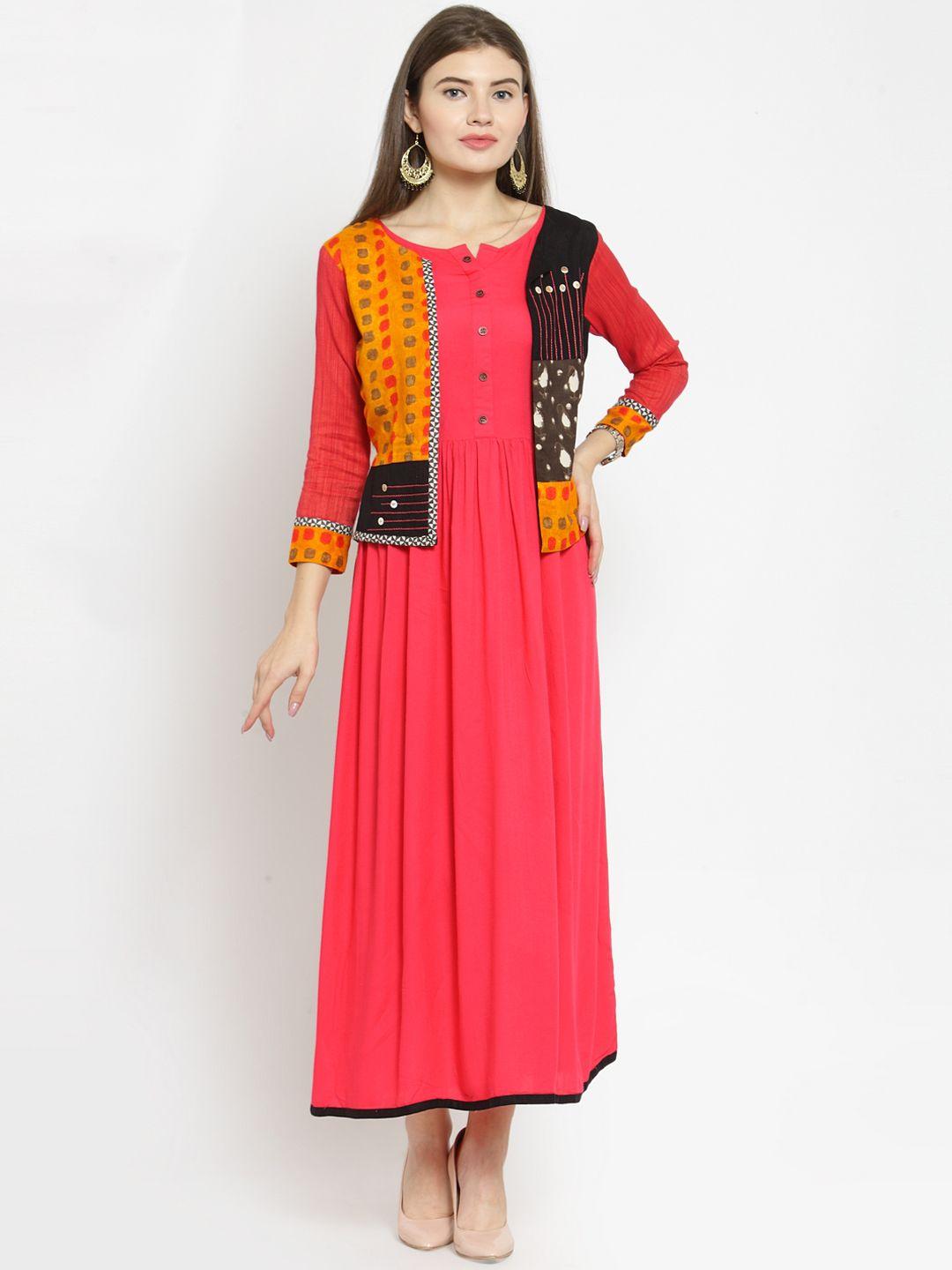 kvsfab women pink solid maxi dress