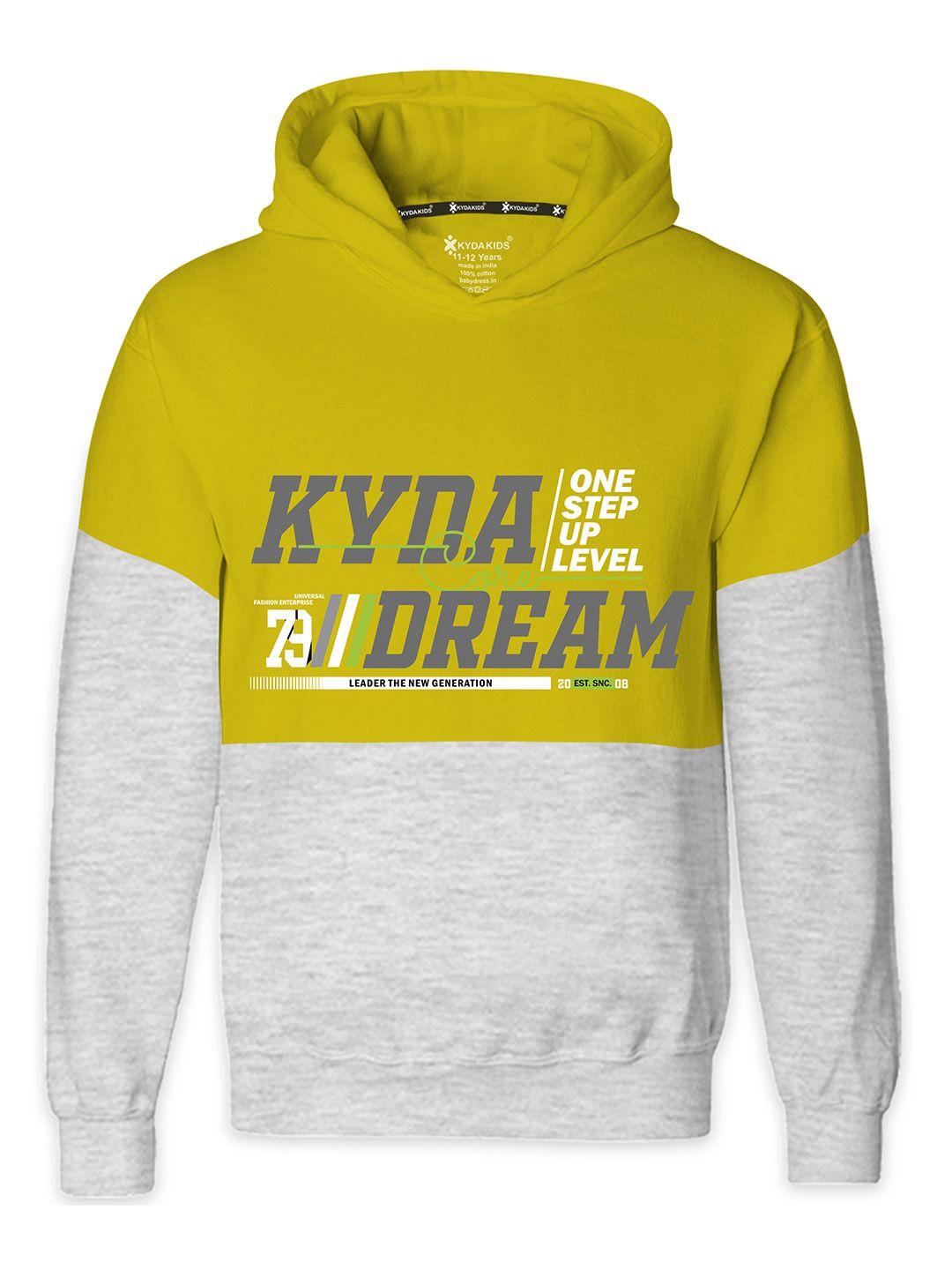 kyda kids boys pure cotton yellow printed sweatshirt