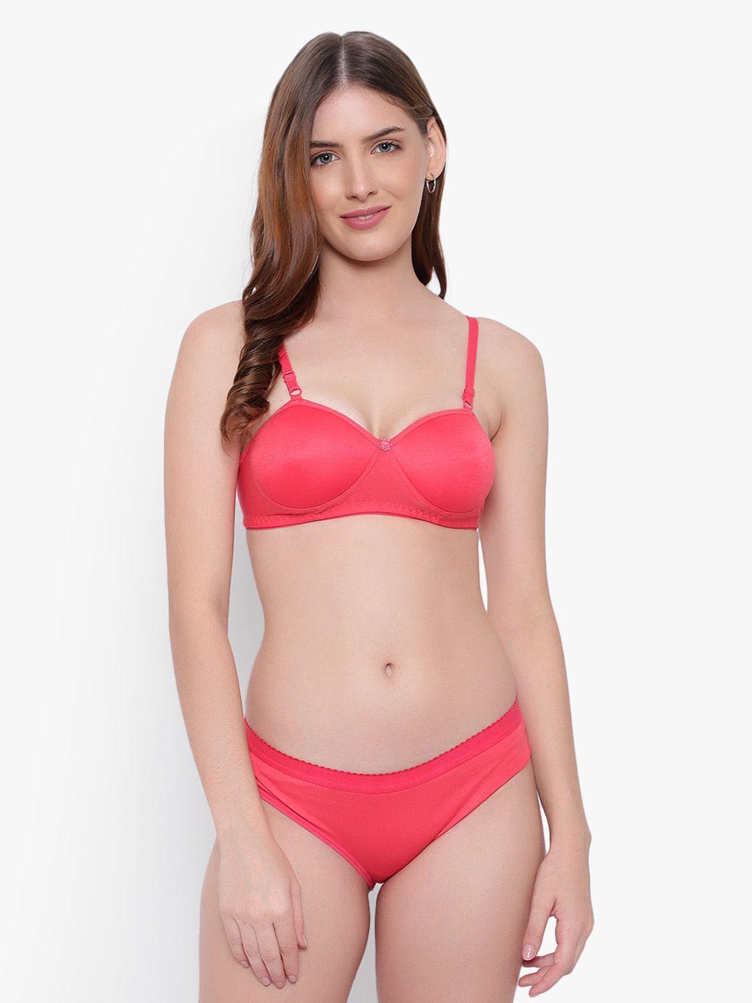 kyodo women red solid lingerie set