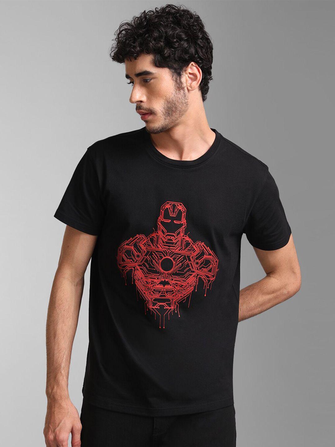 kz07 by kazo men black avengers printed cotton t-shirt
