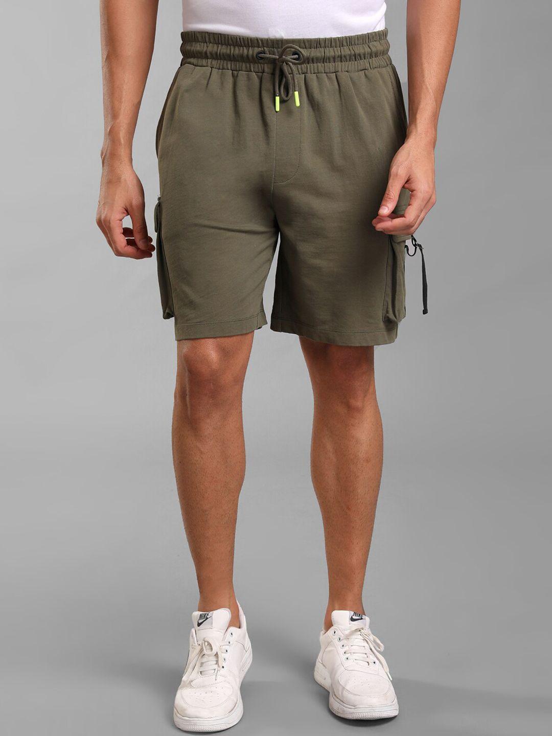 kz07 by kazo men olive green high-rise cargo shorts