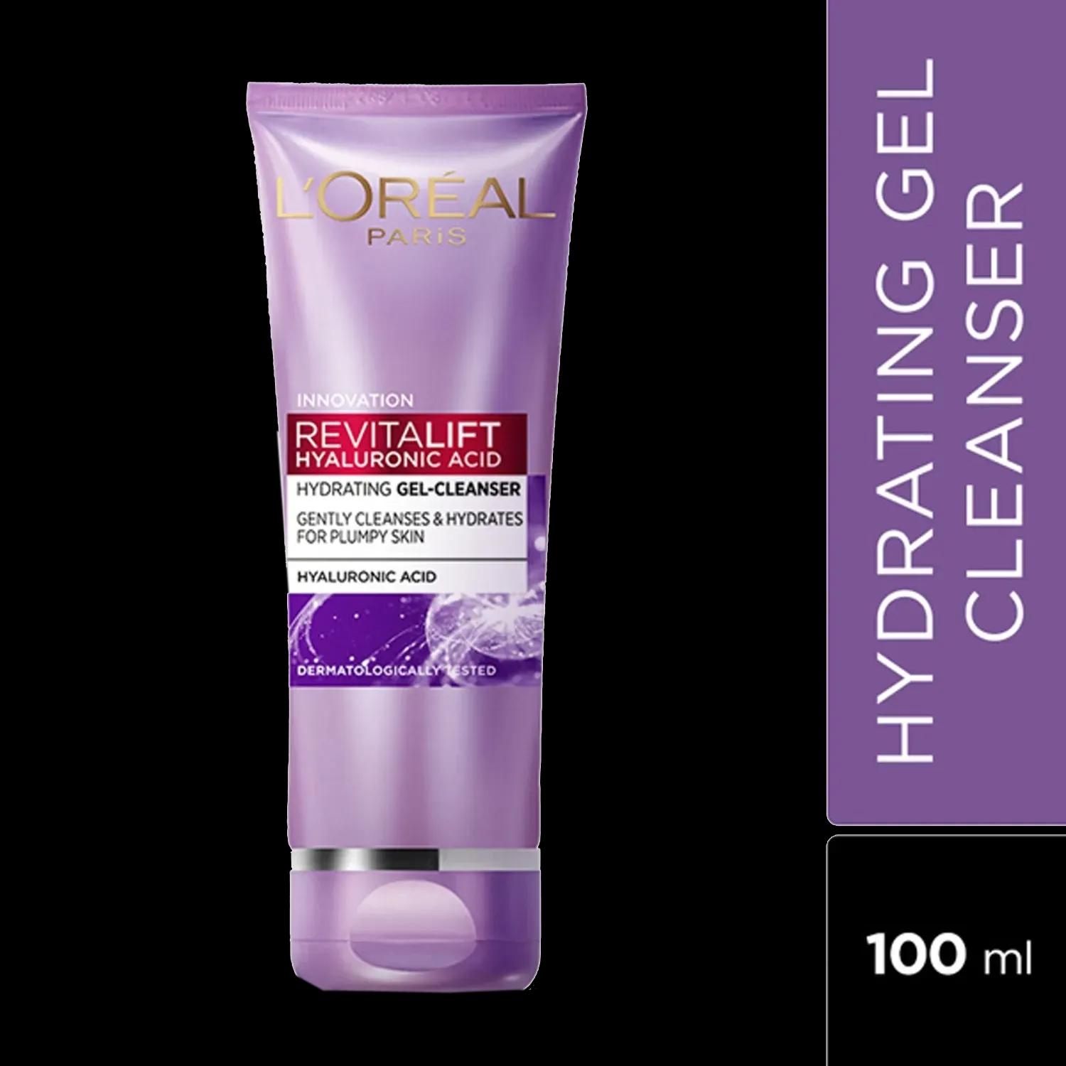 l’oréal paris revitalift hyaluronic acid hydrating gel cleanser, 100 ml | gentle facewash for women | cleanses impurities & makeup residue 100ml