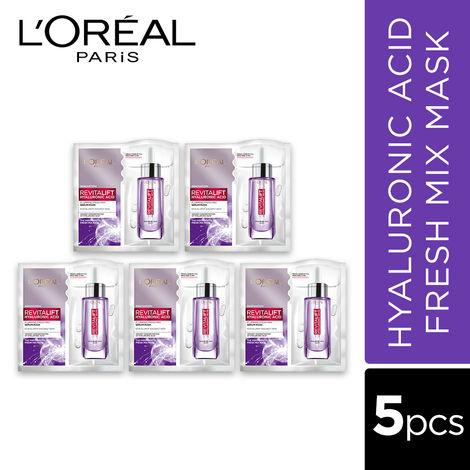 l’oreal paris revitalift hyaluronic acid fresh mix serum sheet mask, 165g (pack of 5)