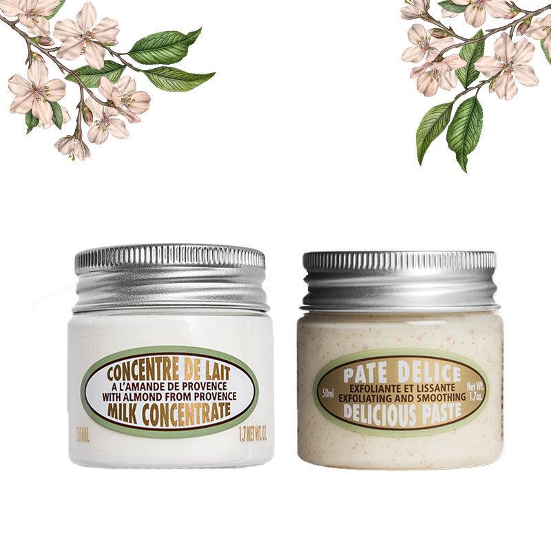 l'occitane body polishing combo - exfoliation & moisturization - almond scrub & cream