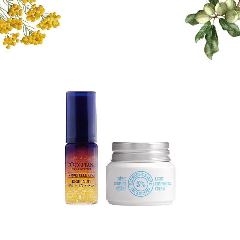 l'occitane skin moisturizing travel set with face serum & cream