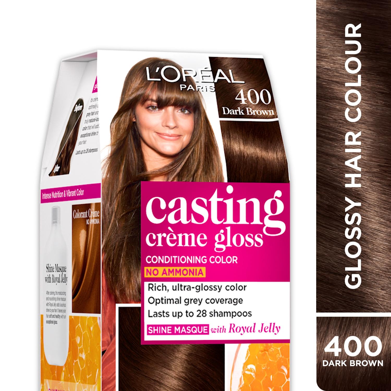 l'oreal paris casting creme gloss hair color - 400 dark brown (87.5g+72ml)