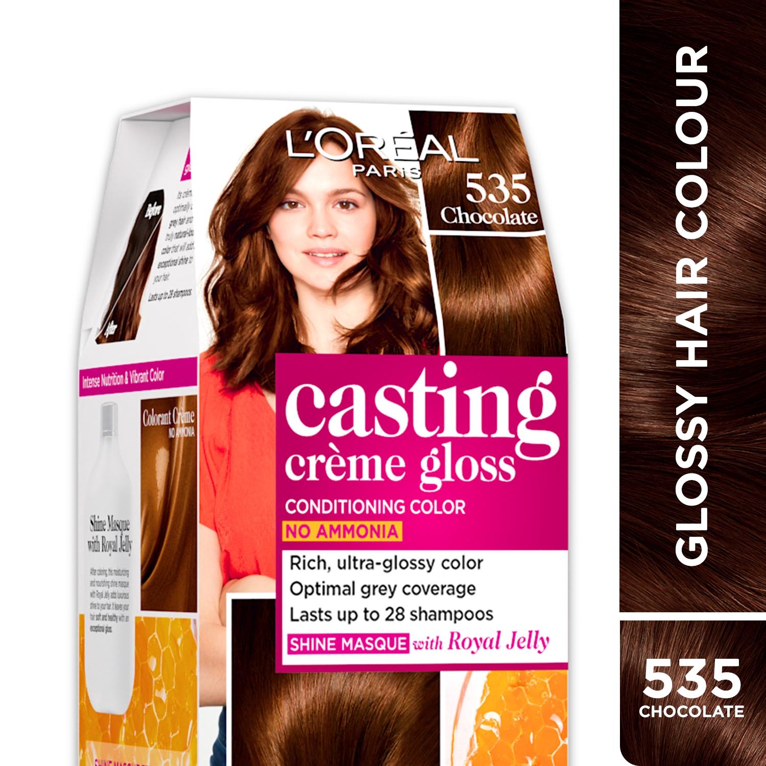 l'oreal paris casting creme gloss hair color, 535 chocolate, 87.5g+72ml
