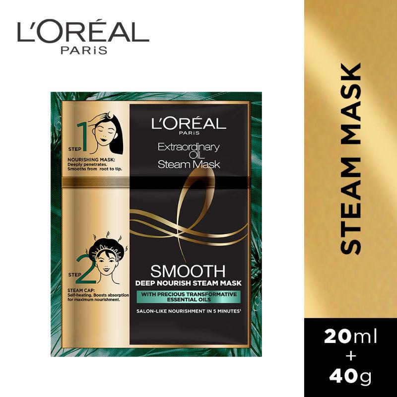 l'oreal paris extraordinary oil smooth steam mask, nourishing for smooth & frizz-free hair