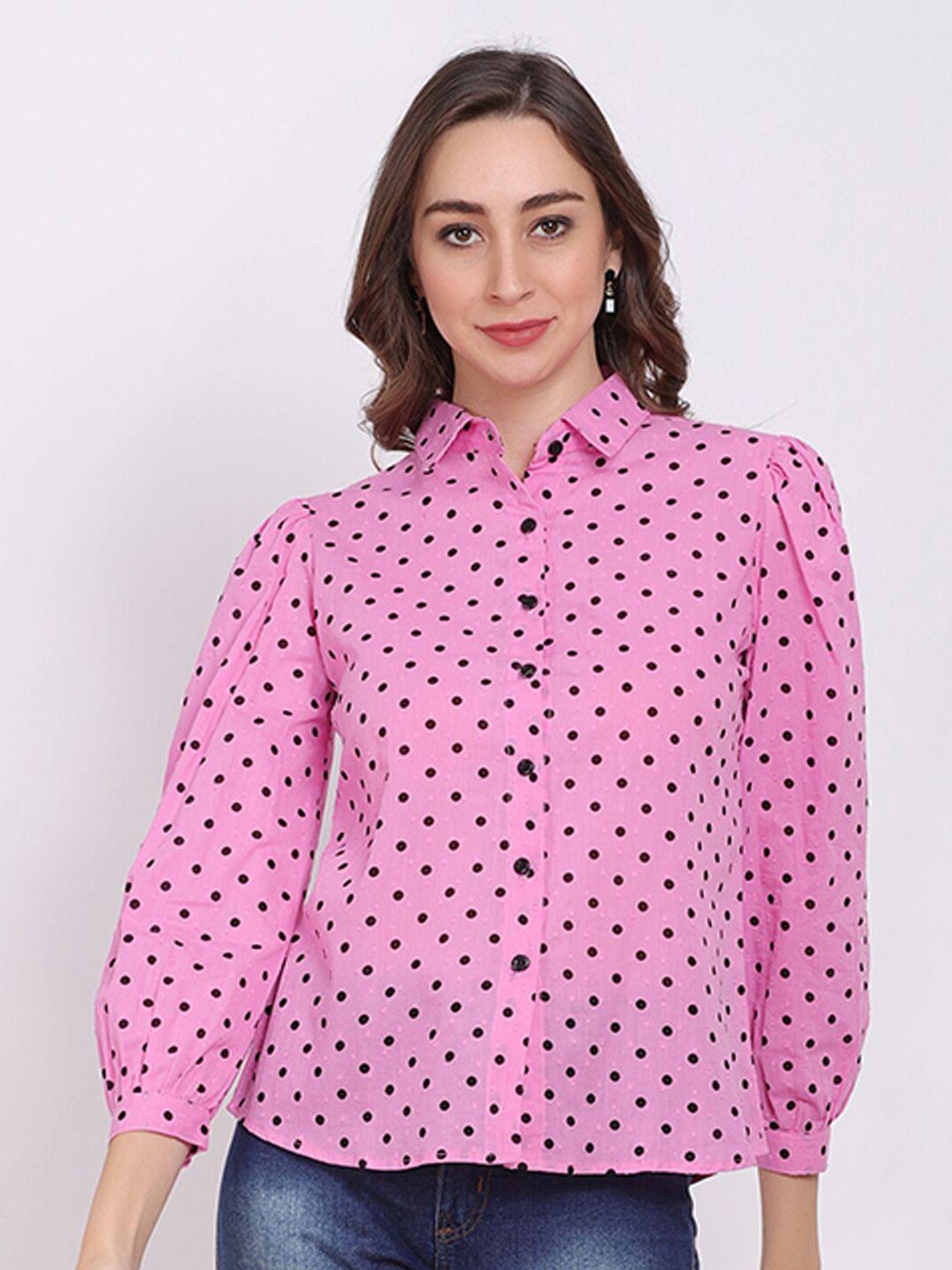 la aimee women polka dot printed casual shirt