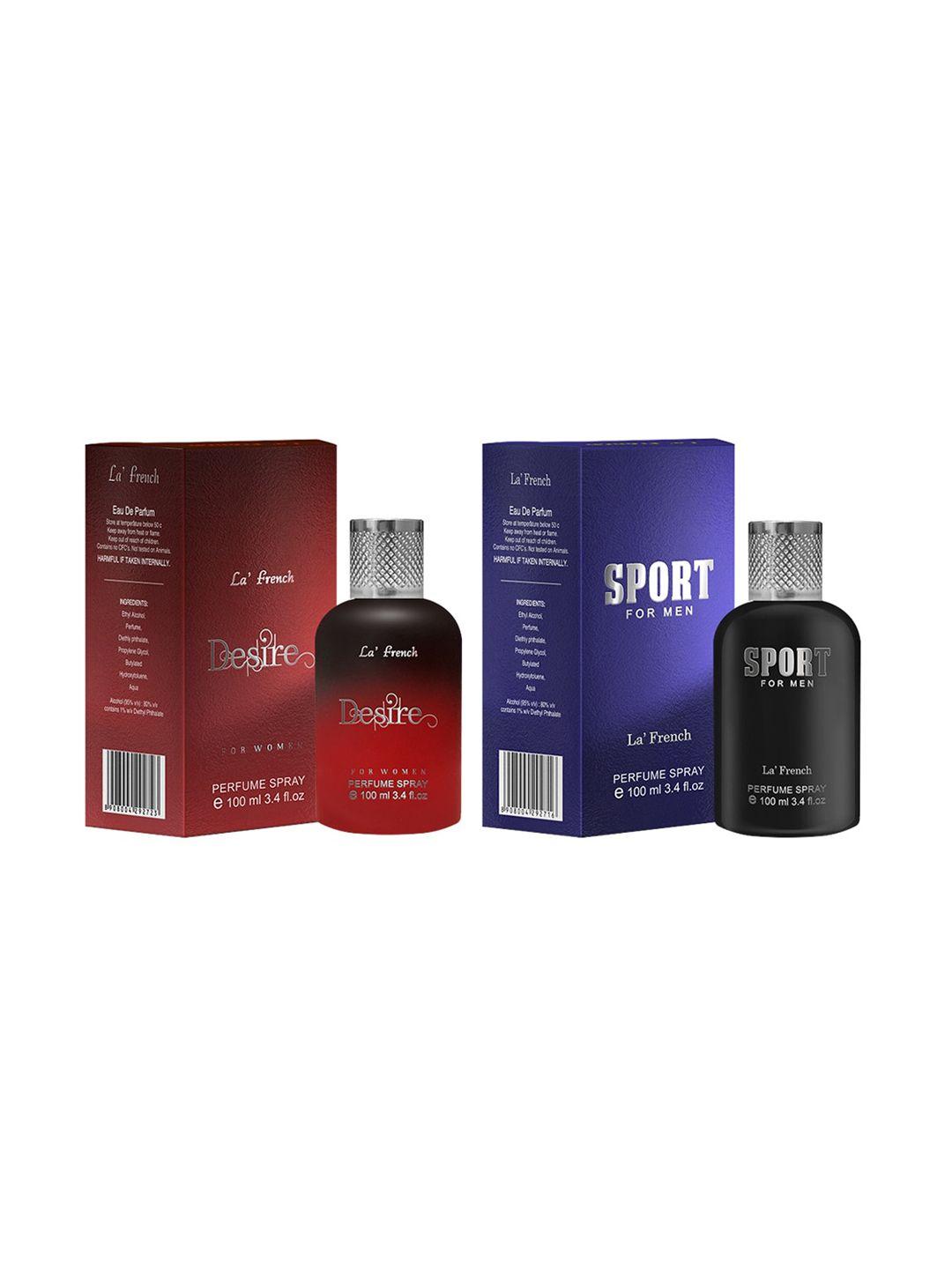 la french set of women desire & men sport perfume - 100ml each