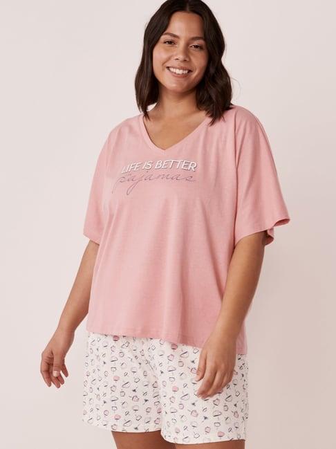 la vie en rose pink cotton printed t-shirt