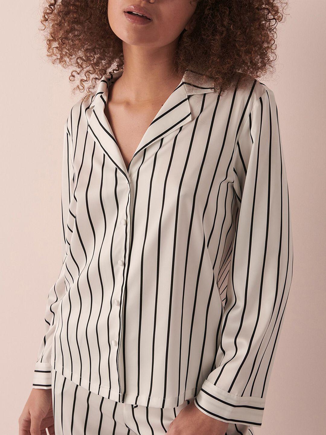 la vie en rose vertical striped cuffed sleeves shirt style top