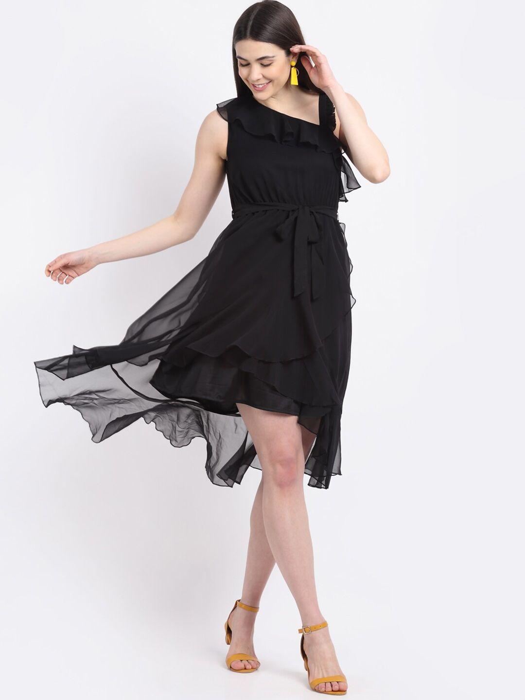 la-zoire-black-one-shoulder-georgette-dress