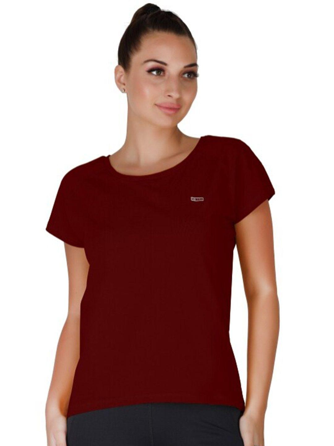 la aimee women maroon cotton t-shirt