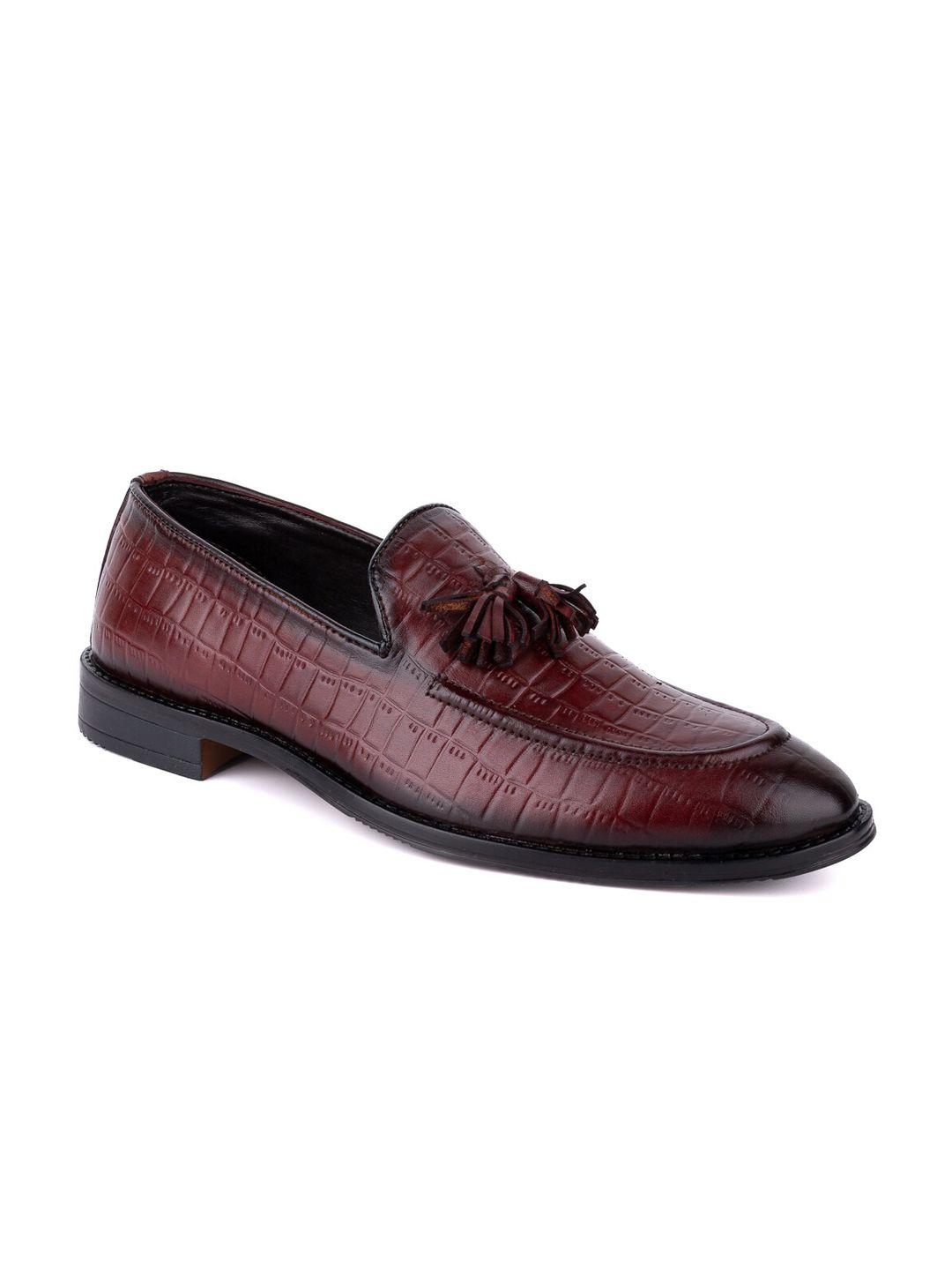 la botte men burgundy textured leather formal loafers