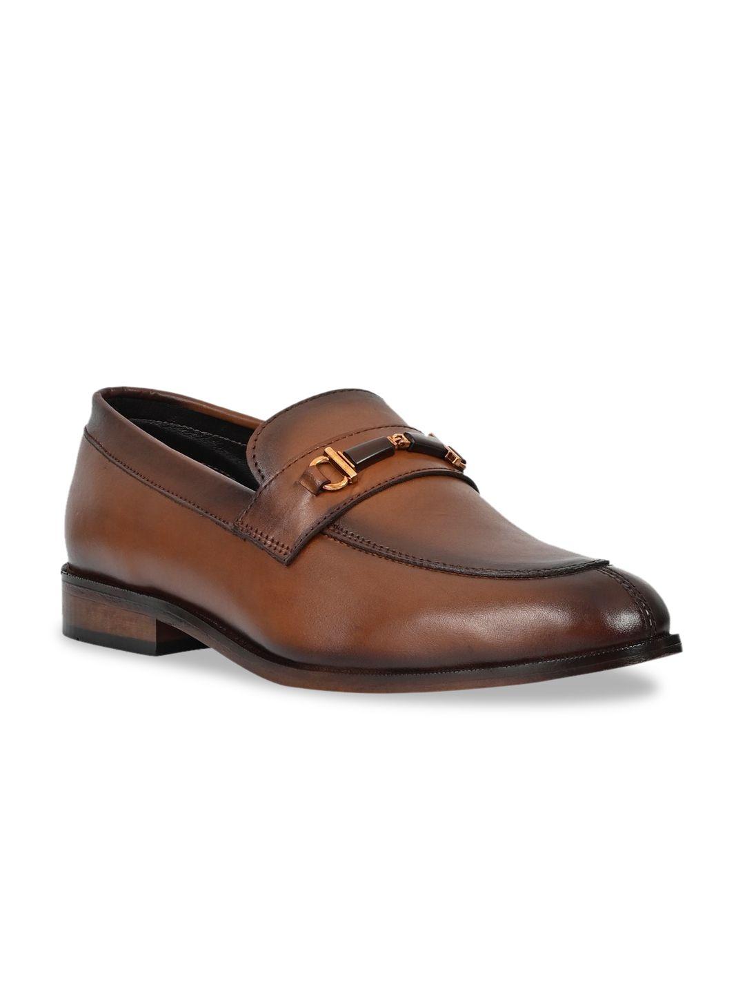 la botte men coffee brown solid leather formal horsebit loafers