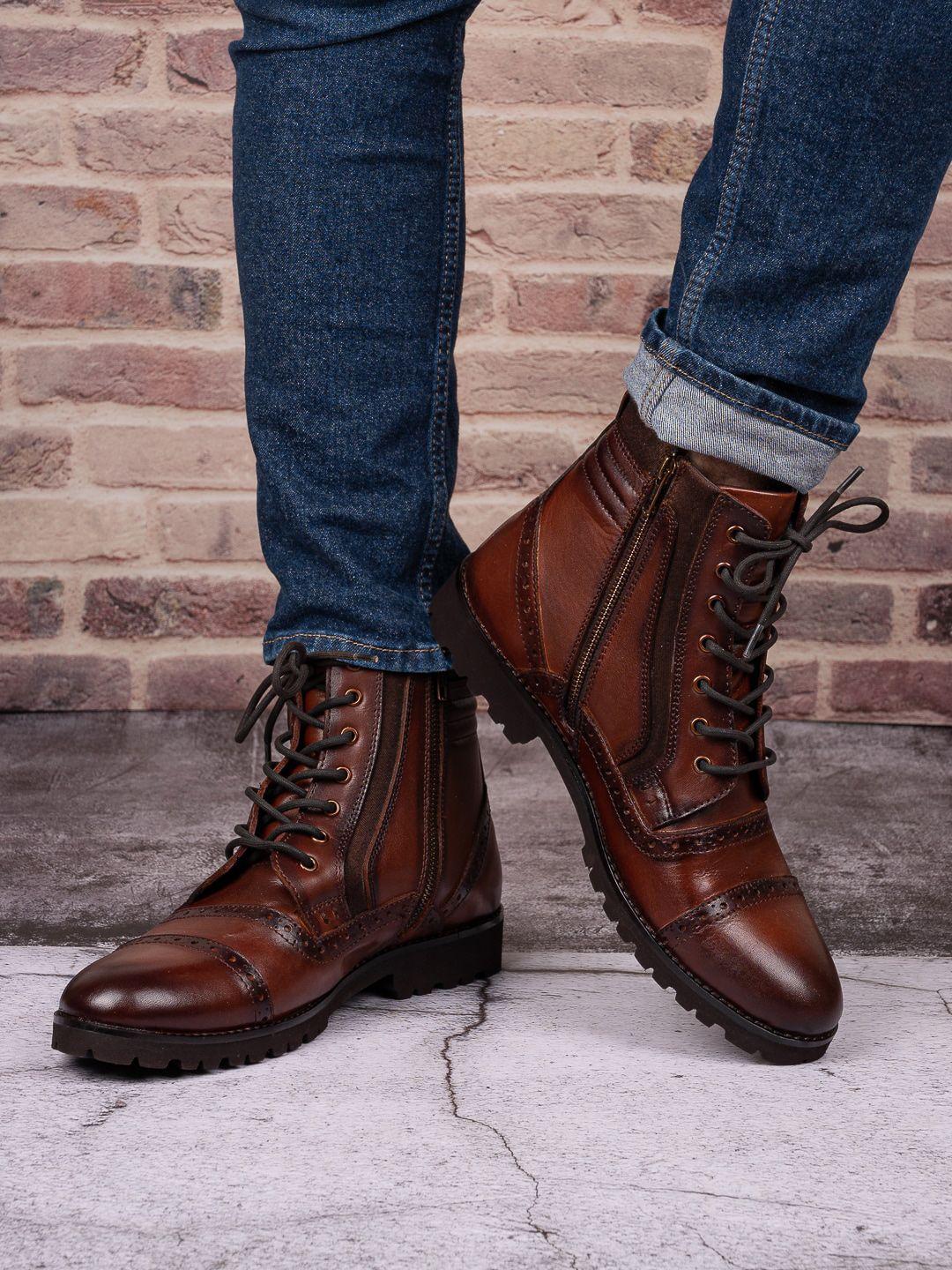 la botte men leather mid top round toe boots