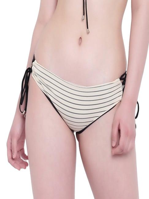 la intimo beige striped bikini panty