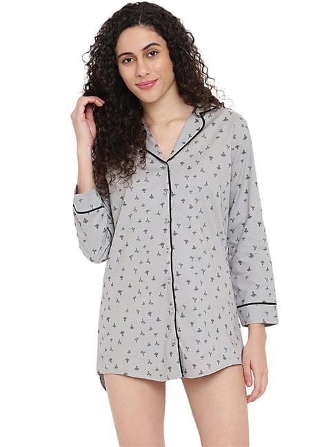 la intimo grey printed night shirt