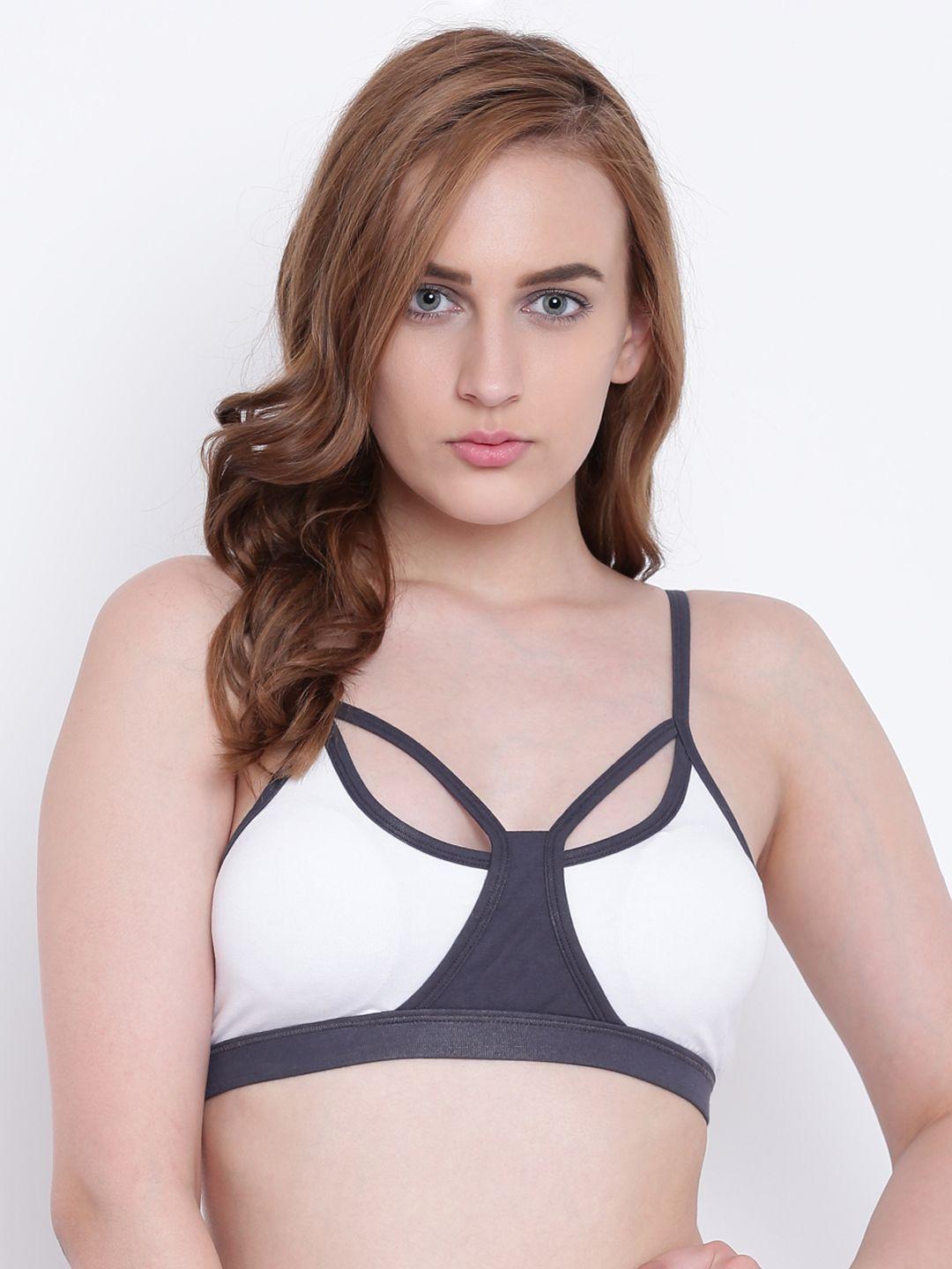 la intimo white & black colourblocked non-wired lightly padded t-shirt bra lifbr003we0