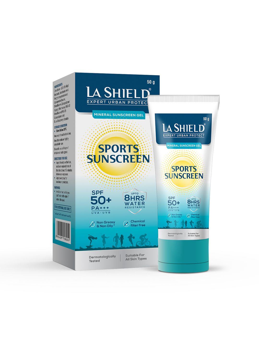la shield sports spf 50 pa+++ non greasy & non oily mineral sunscreen gel - 50g