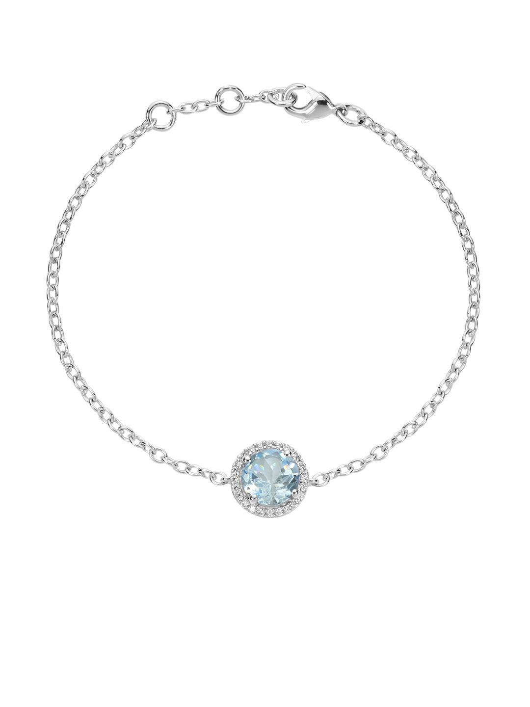 la soula 925 sterling silver blue aquamarine march birthstone studded bracelet rakhi