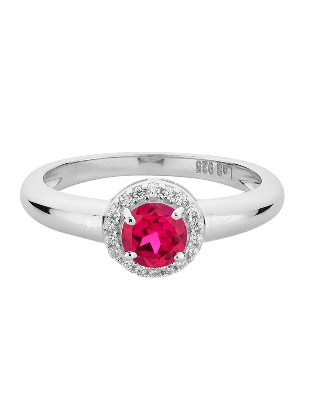la soula 925 sterling silver ruby stone-studded finger ring