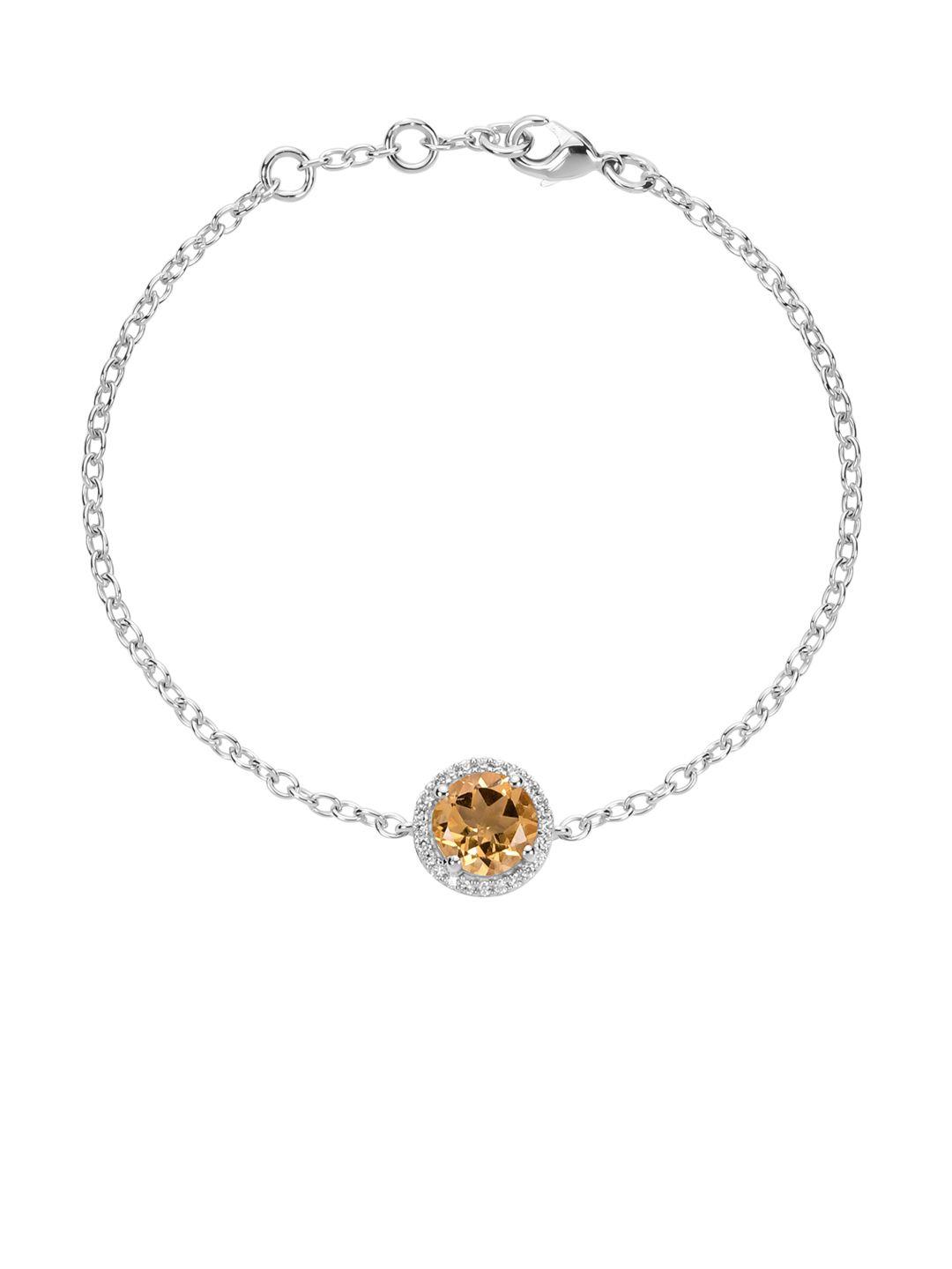 la soula 925 sterling silver silver-plated yellow & white stone-studded bracelet rakhi