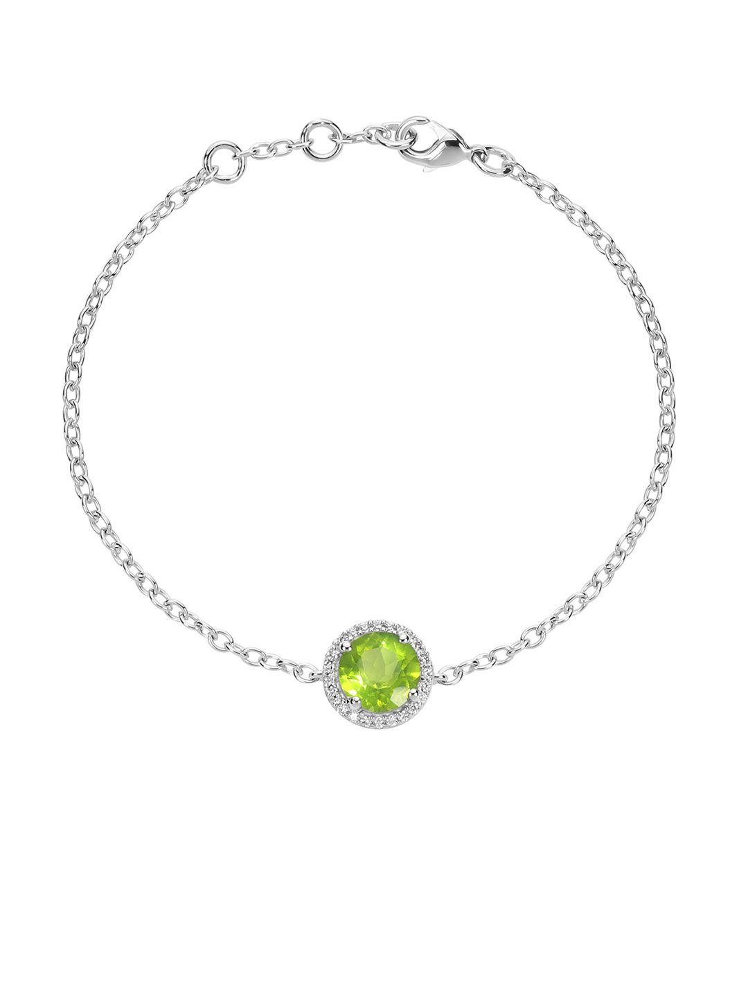 la soula unisex green & silver-toned 925 sterling silver wraparound bracelet