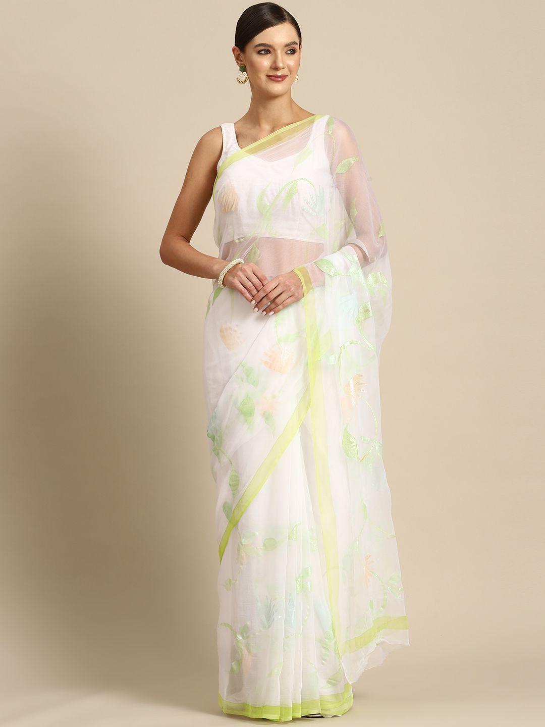 la vastraa floral pure chiffon saree