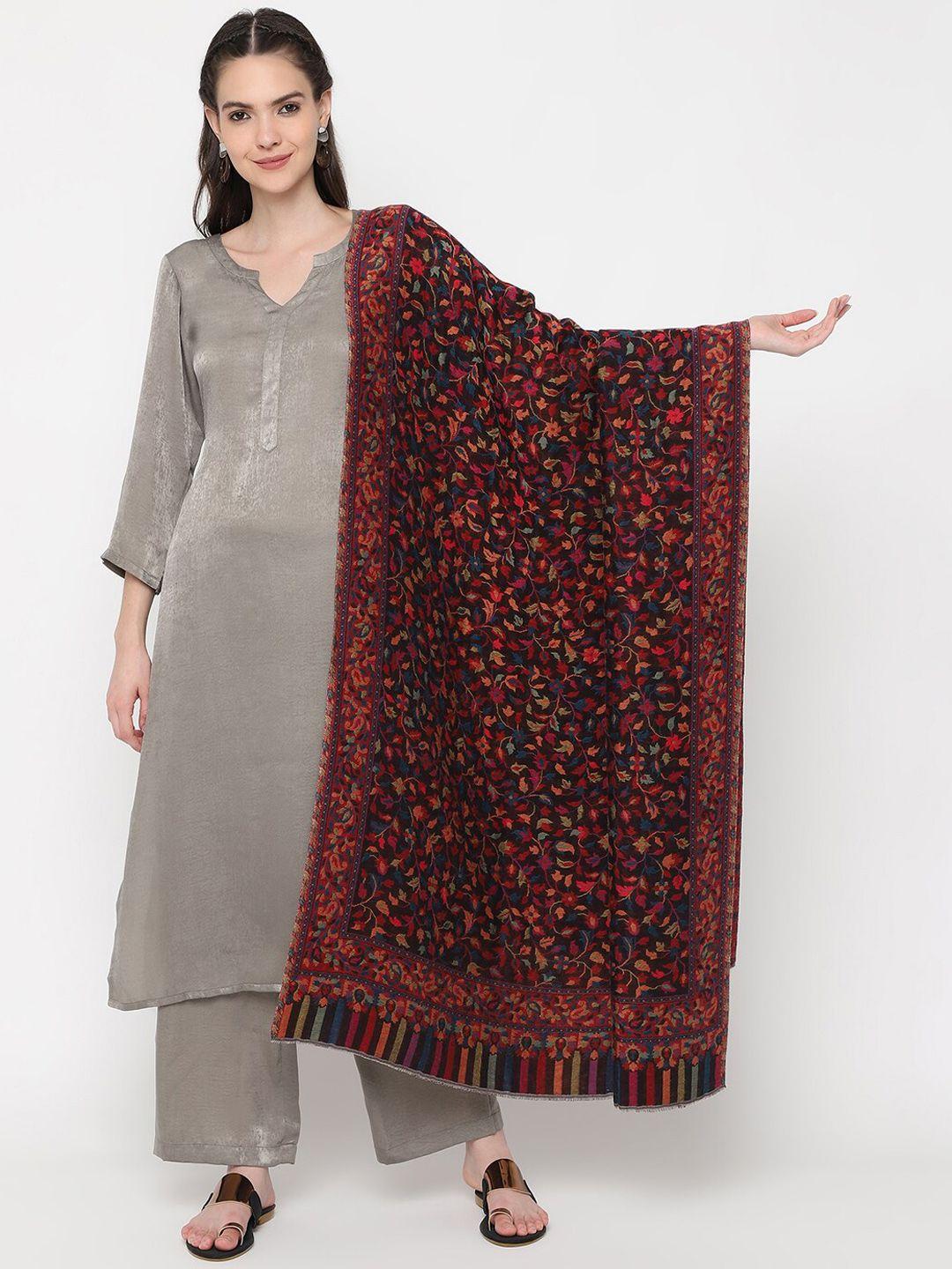 la vastraa floral woven design pure wool kani double side shawl