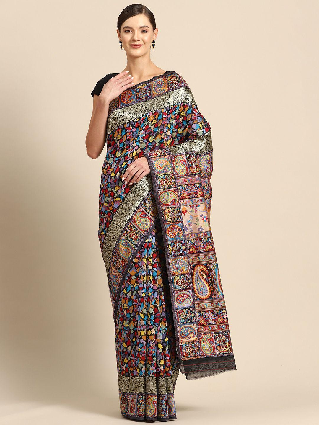 la vastraa floral zari chanderi saree