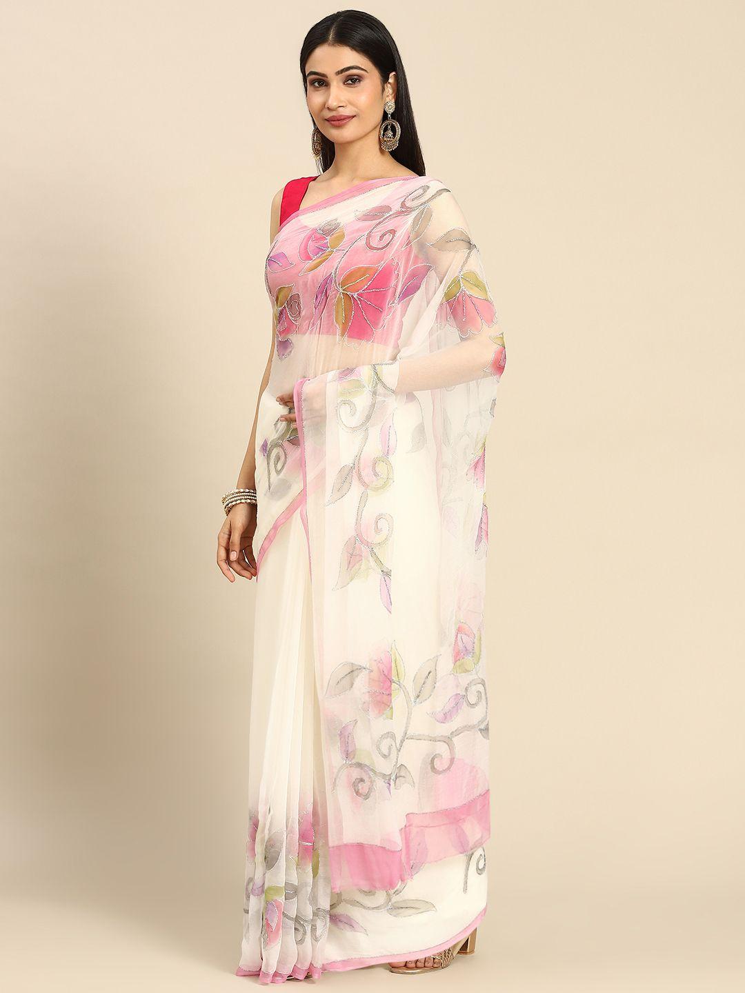 la vastraa floral zari pure chiffon saree