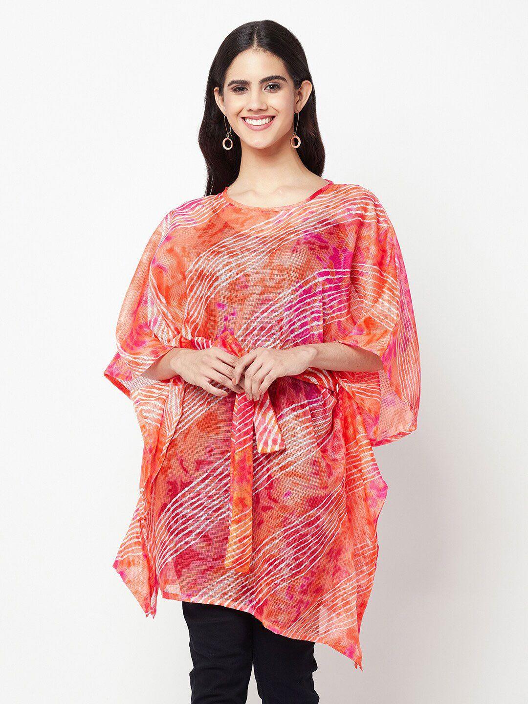 la vastraa leheriya printed cotton kaftan longline top