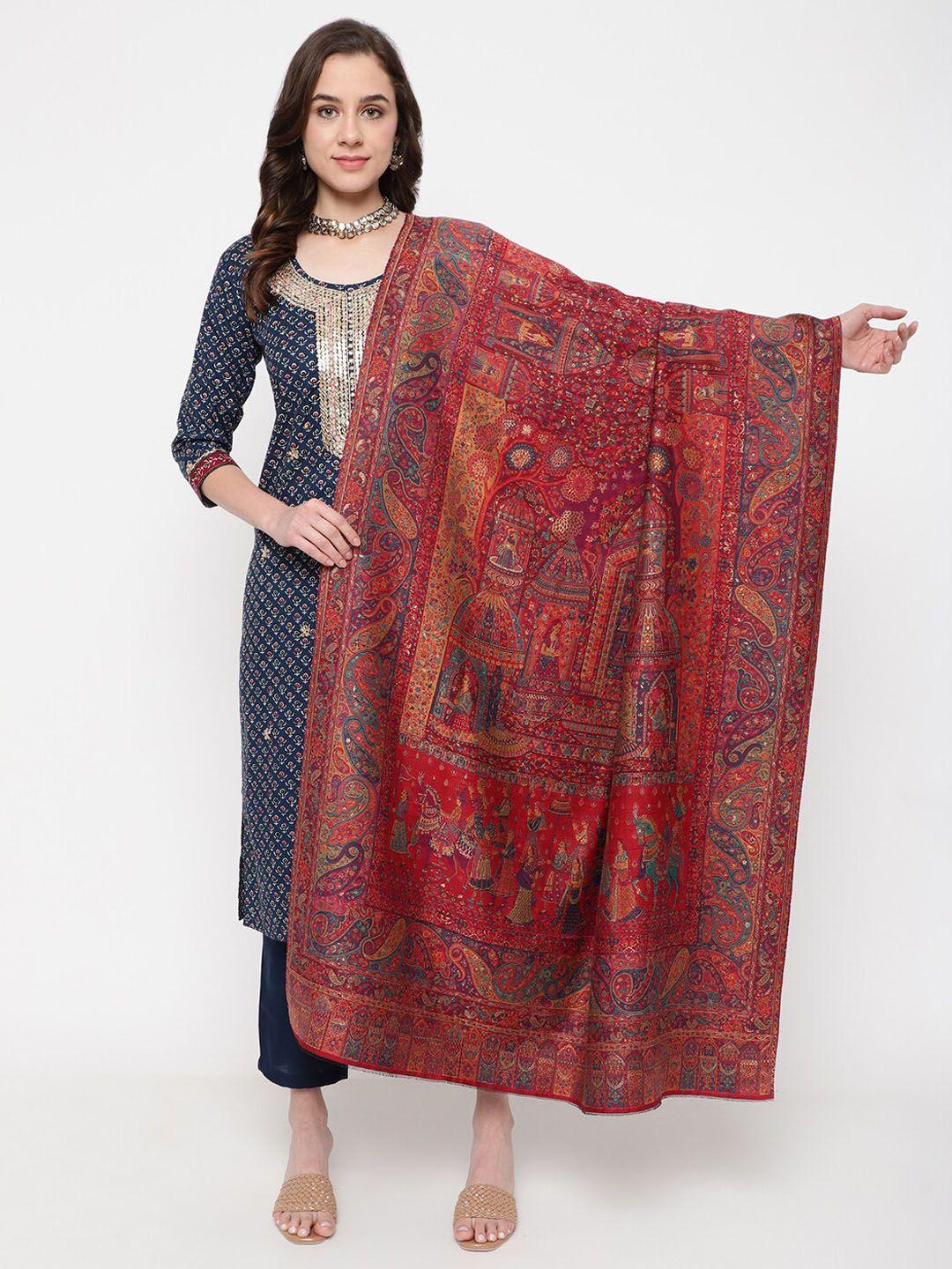 la vastraa paisley woven-design pure woolen shawl