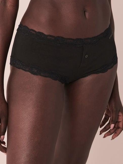 la vie en rose black lace work boy shorts panty