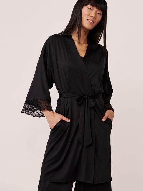 la vie en rose black lace work robe