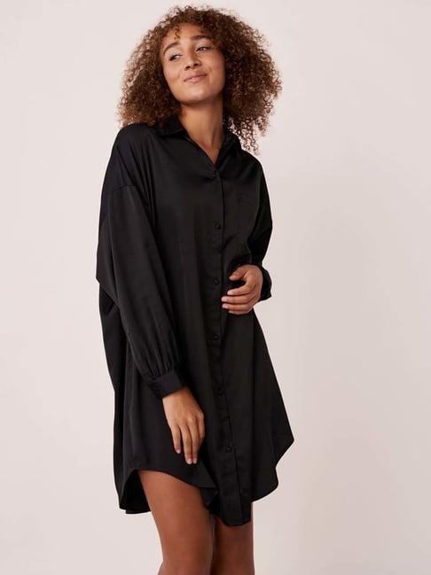 la vie en rose black plain night shirt