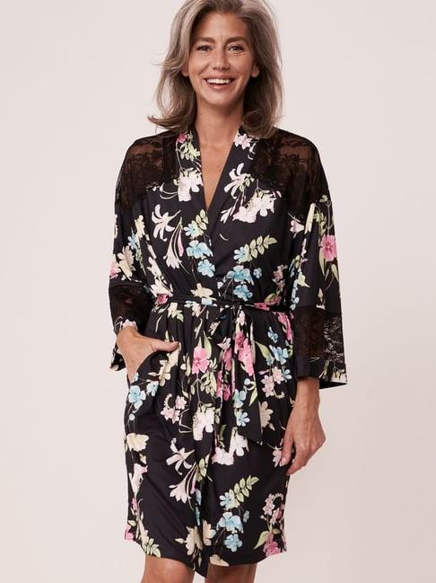 la vie en rose black printed robe