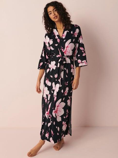 la vie en rose black printed robe